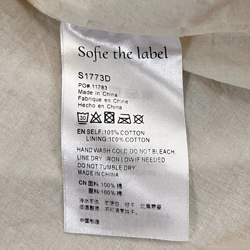 Sofie the Label Ivory Ballon Bow Cotton Midi Dress Sz M - Picture 12 of 14